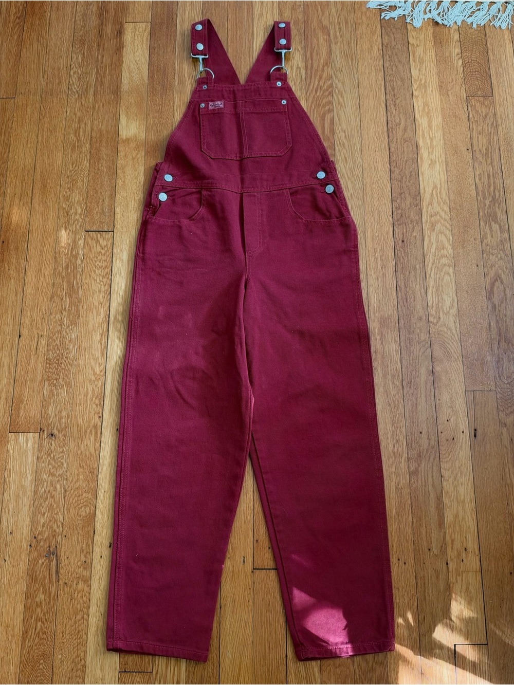 GUESS Kids Vintage Burgundy Denim Overalls Cotton Button Pockets Size 14 | 90’s
